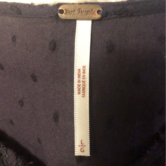 Free People Large Plum Keyhole Front Embroidered Women's Top Puff Sleeves L/S - Picture 5 of 5